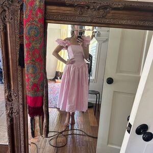 Vintage Pink Ruffled Tiered Sundress with Sweetheart Neckline